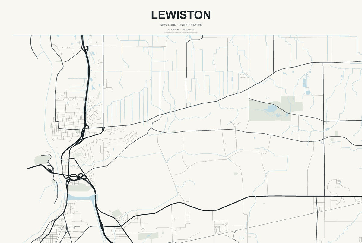 Lewiston, New York City Map Aluminum Sign in Headline Atlas style