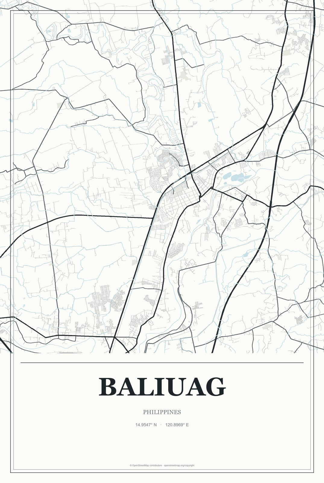 Baliuag, Philippines City Map Aluminum Sign in Gallery Air style