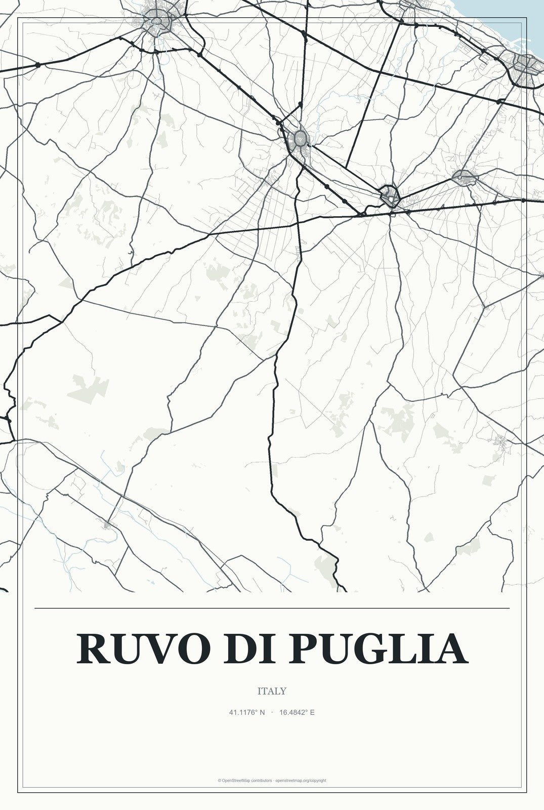 Ruvo di Puglia, Italy City Map Aluminum Sign in Gallery Air style