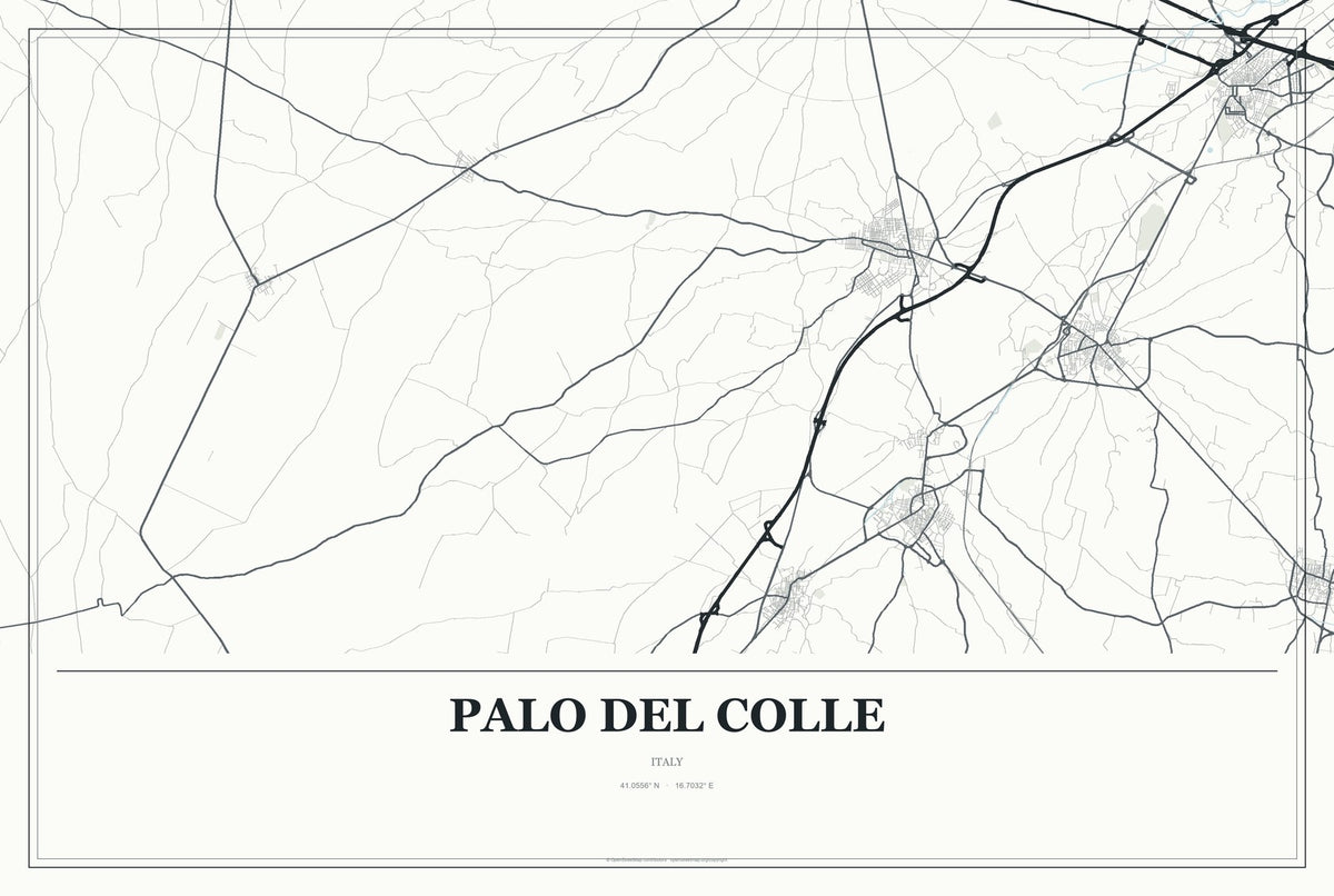Palo del Colle, Italy City Map Aluminum Sign in Gallery Air style