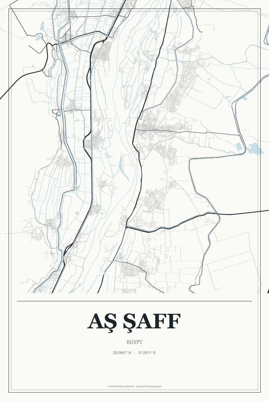 Aş Şaff, Egypt City Map Aluminum Sign in Gallery Air style