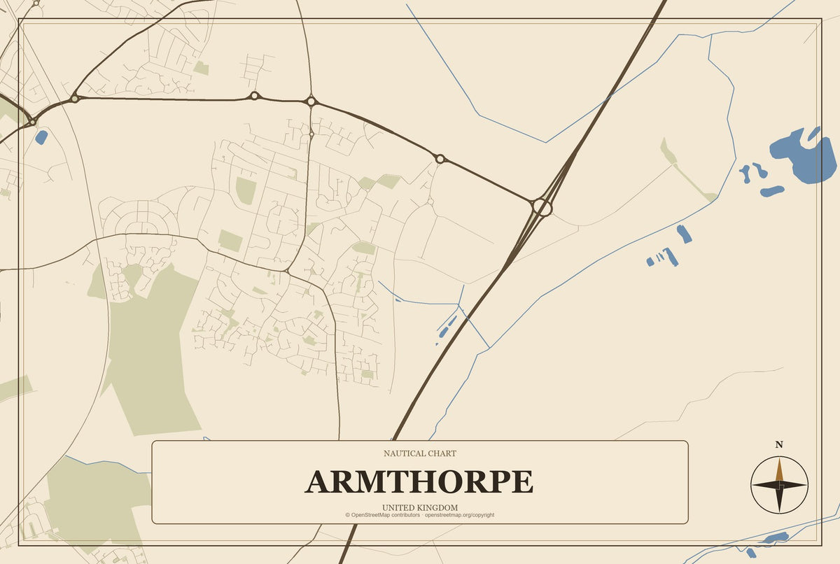 Armthorpe, United Kingdom City Map Aluminum Sign in Heritage Nautical style