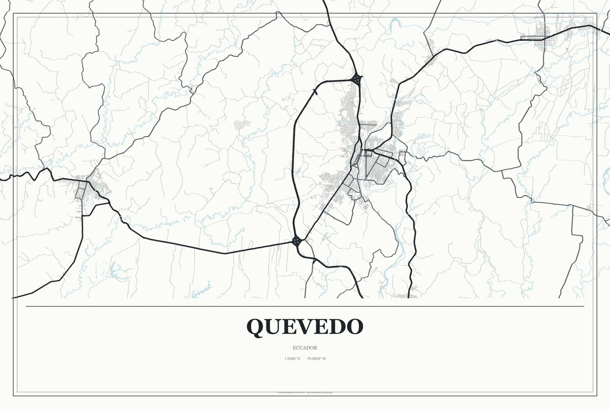 Quevedo, Ecuador City Map Aluminum Sign in Gallery Air style