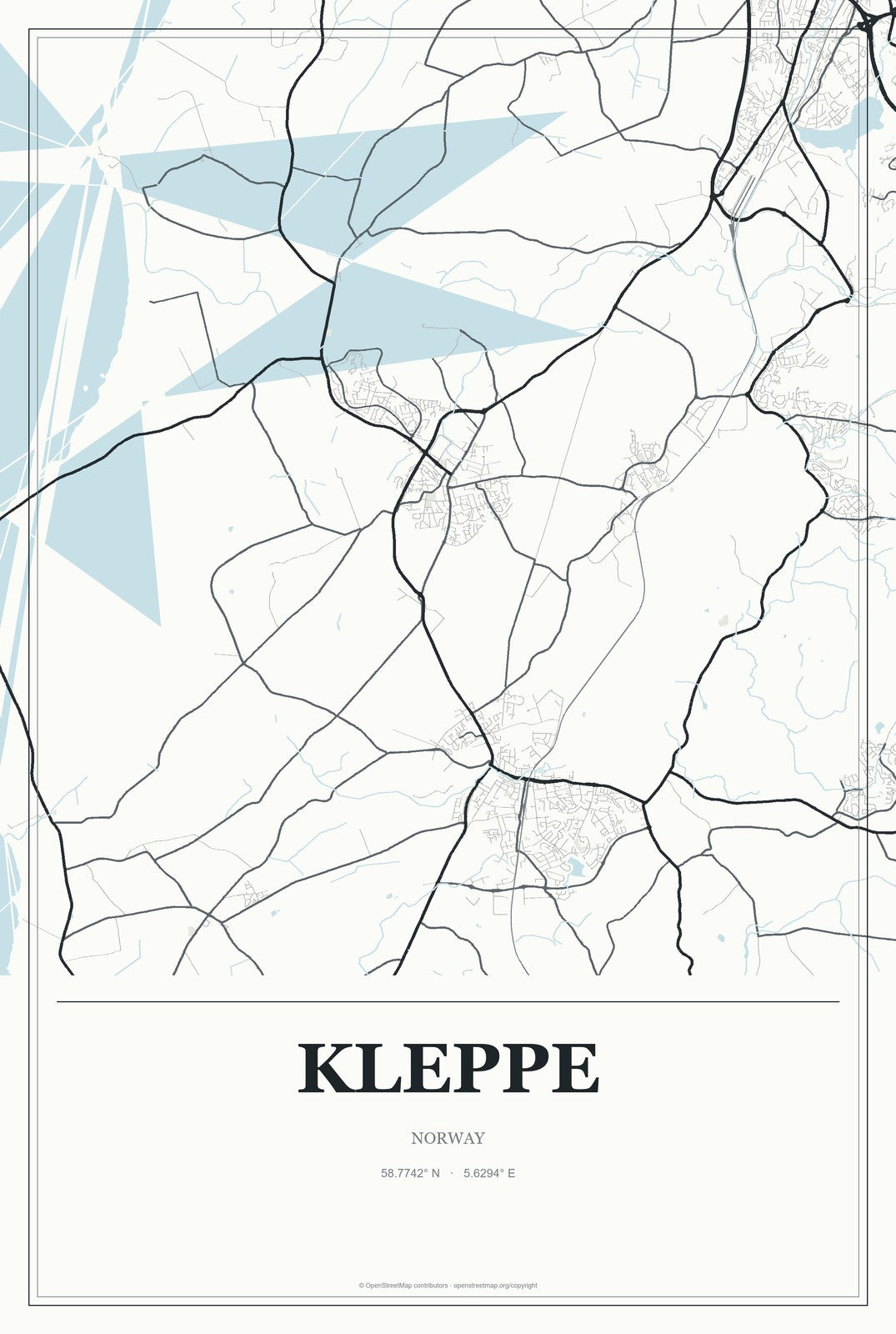 Kleppe, Norway City Map Aluminum Sign in Gallery Air style