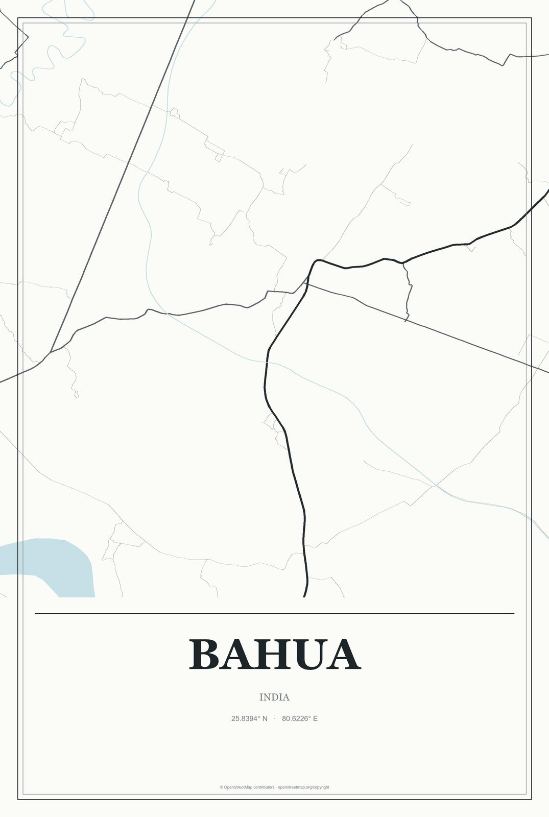 Bahua, India City Map Aluminum Sign in Gallery Air style