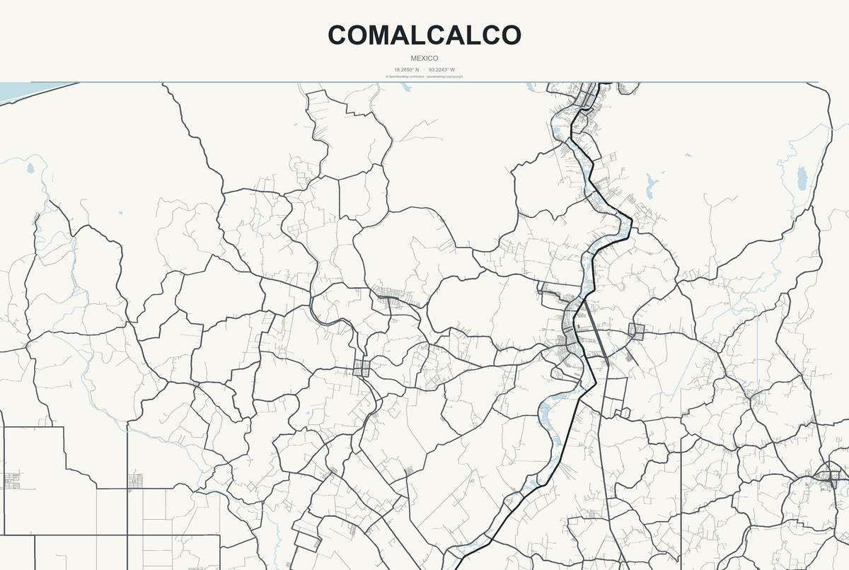 Comalcalco, Mexico City Map Aluminum Sign in Headline Atlas style
