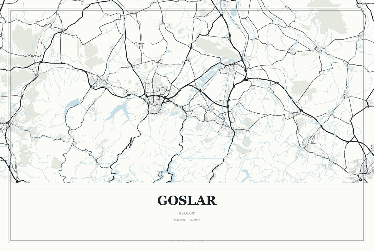 Goslar, Germany City Map Aluminum Sign in Gallery Air style