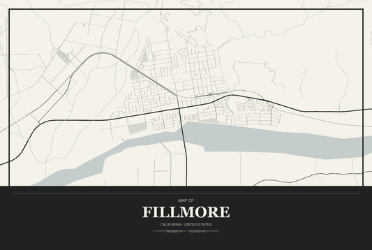 Fillmore, California City Map Aluminum Sign in Museum Plaque style