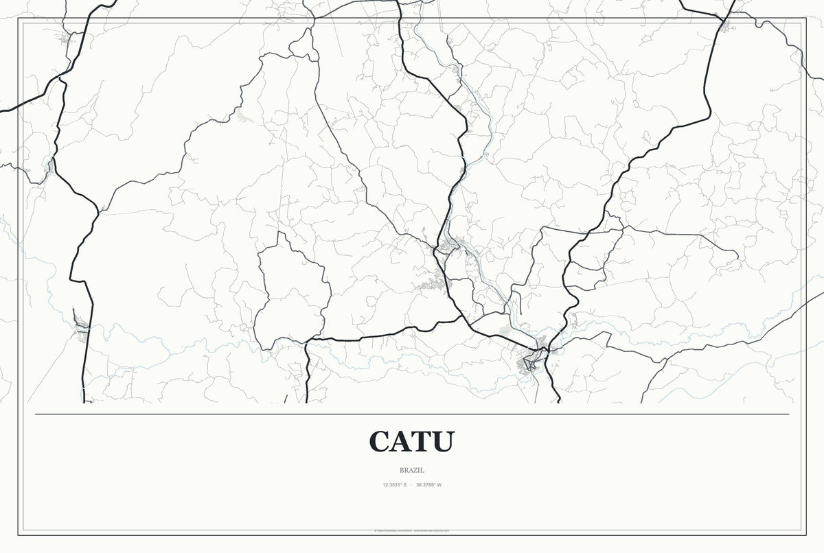 Catu, Brazil City Map Aluminum Sign in Gallery Air style