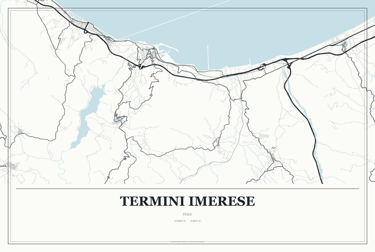 Termini Imerese, Italy City Map Aluminum Sign in Gallery Air style