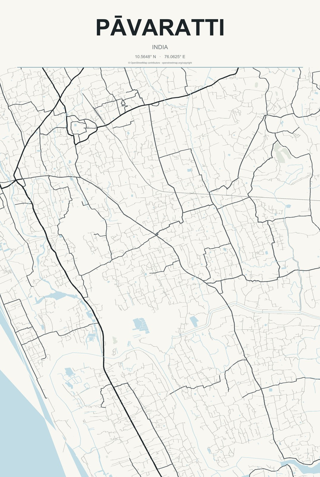 Pāvaratti, India City Map Aluminum Sign in Headline Atlas style