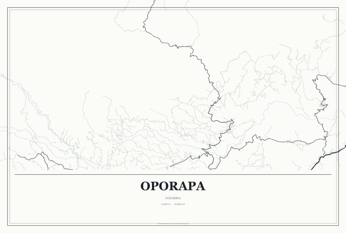 Oporapa, Colombia City Map Aluminum Sign in Gallery Air style