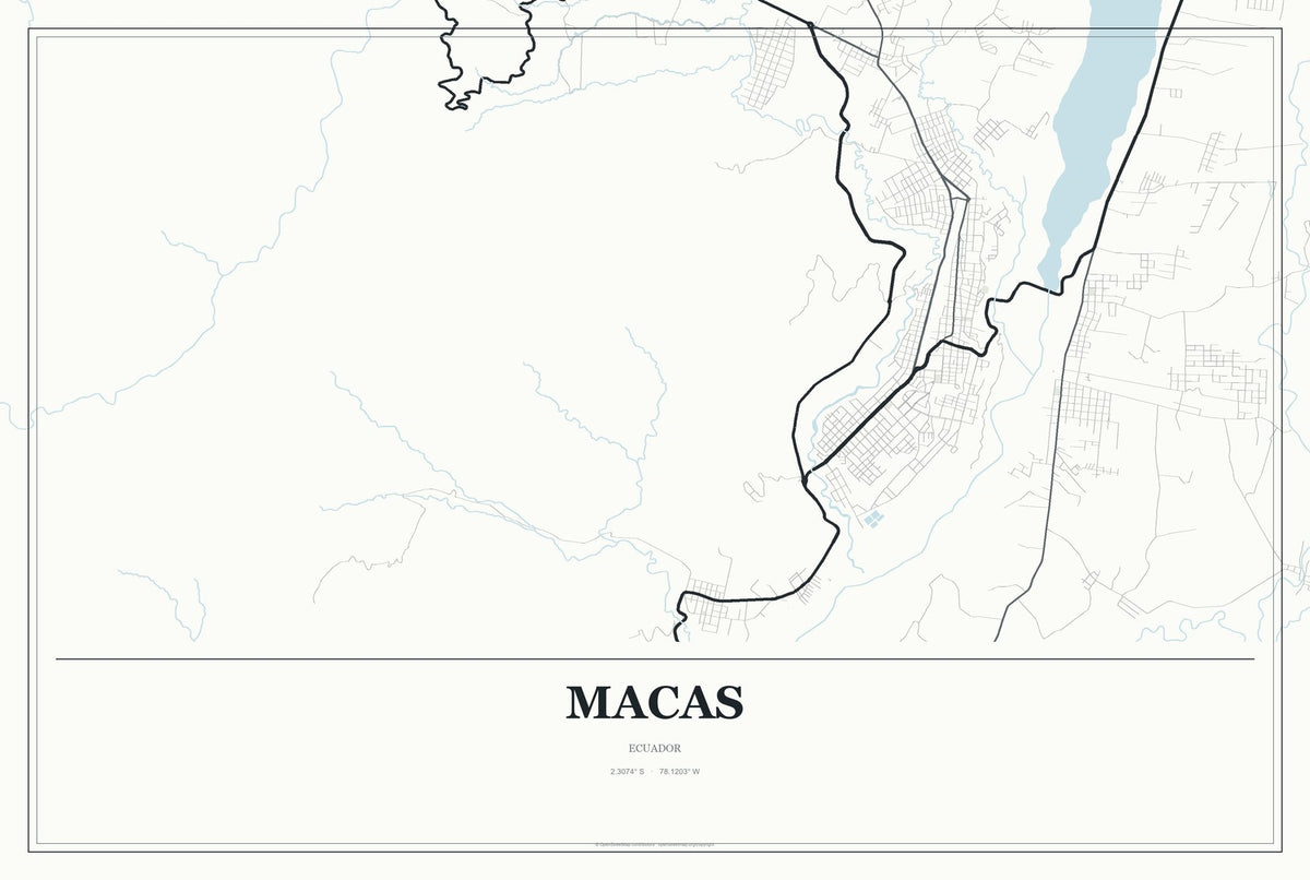 Macas, Ecuador City Map Aluminum Sign in Gallery Air style