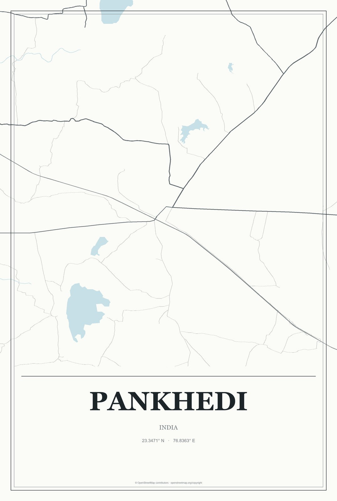 Pankhedi, India City Map Aluminum Sign in Gallery Air style
