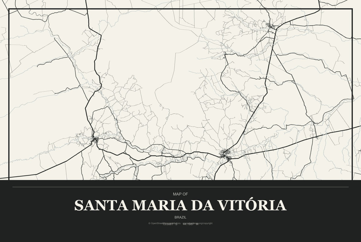 Santa Maria da Vitória, Brazil City Map Aluminum Sign in Museum Plaque style