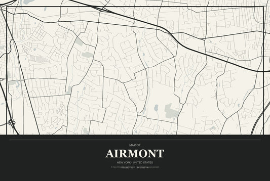 Airmont, New York City Map Aluminum Sign in Museum Plaque style