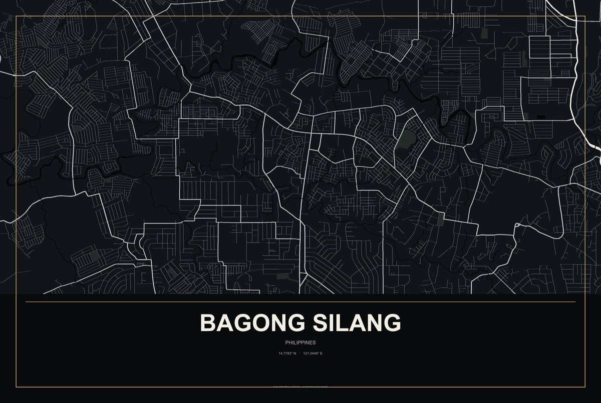 Bagong Silang, Philippines City Map Aluminum Sign in Metropolitan Noir style