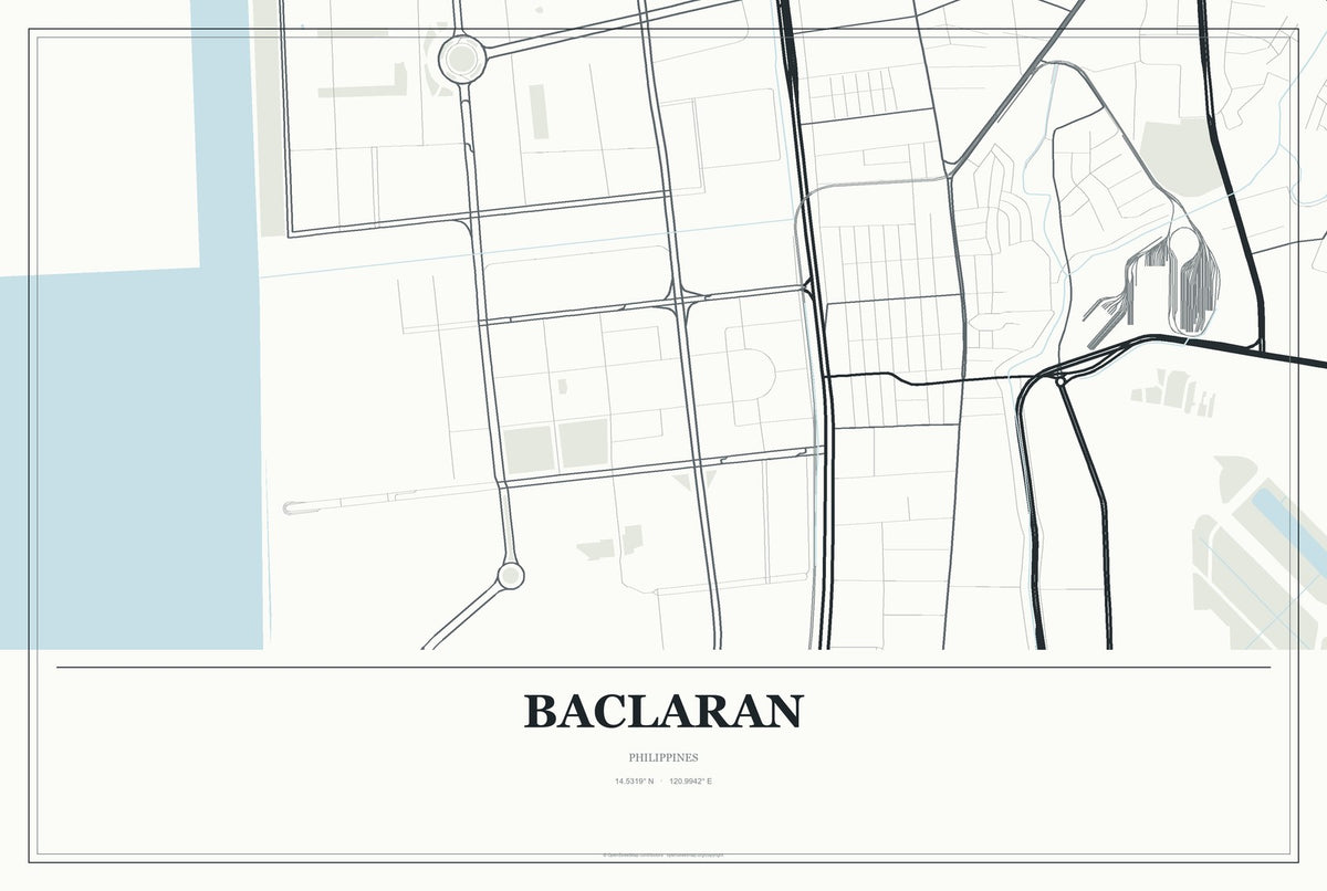Baclaran, Philippines City Map Aluminum Sign in Gallery Air style