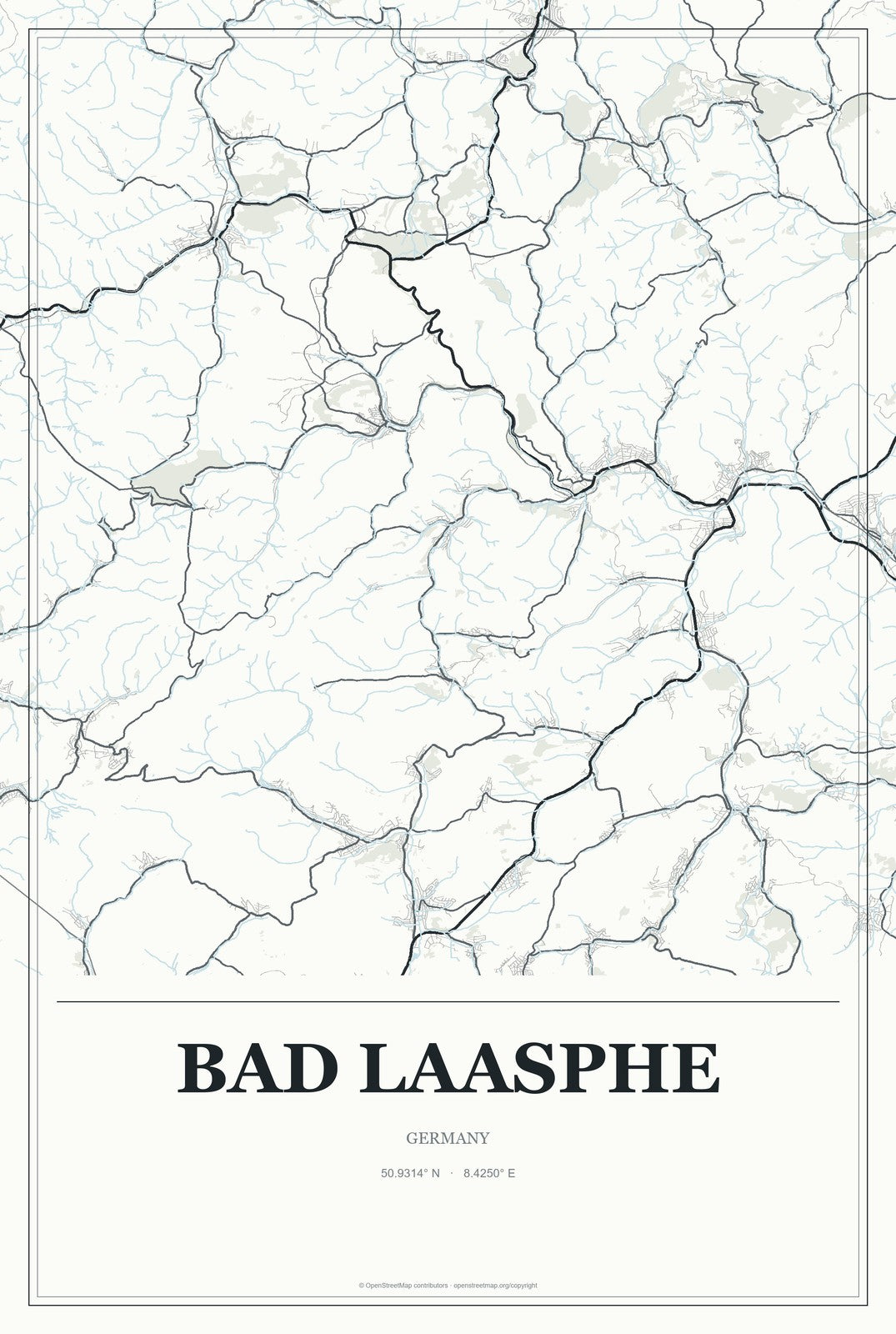 Bad Laasphe, Germany City Map Aluminum Sign in Gallery Air style