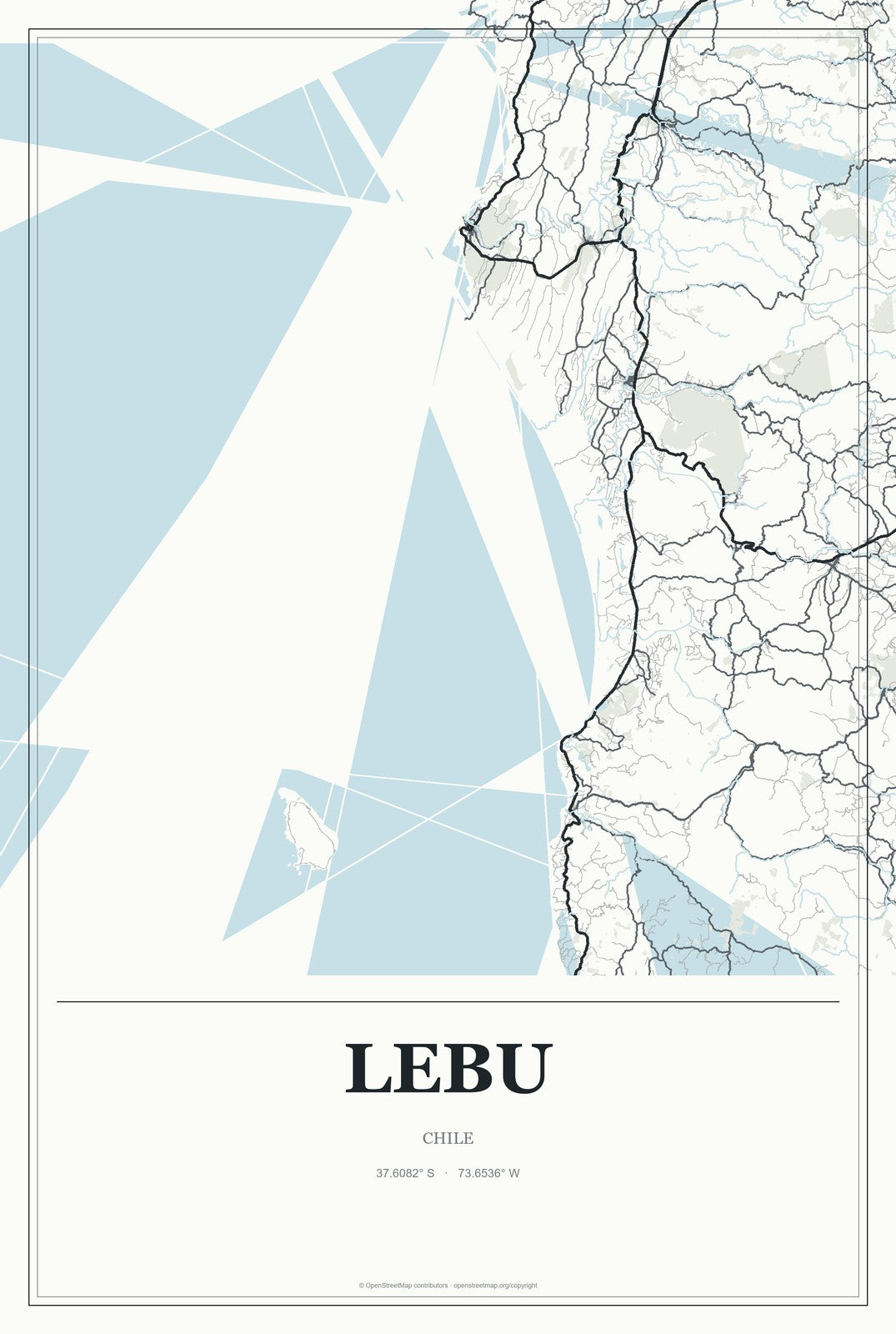 Lebu, Chile City Map Aluminum Sign in Gallery Air style