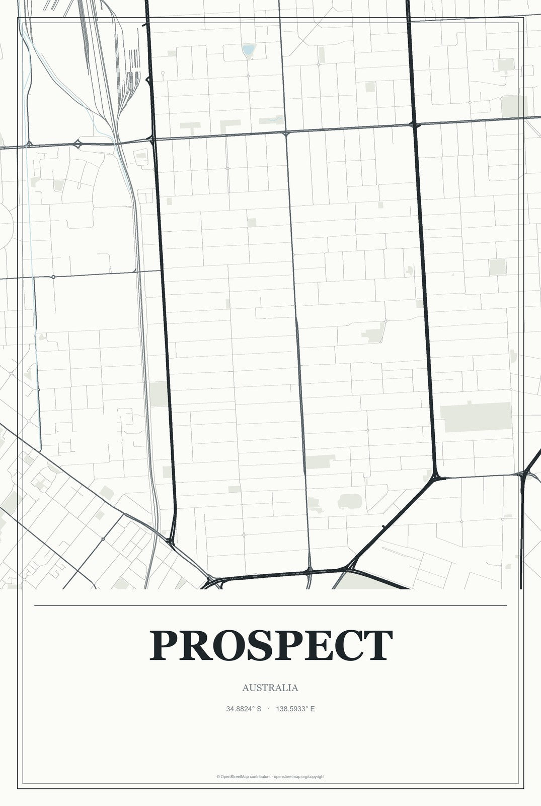 Prospect, Australia City Map Aluminum Sign in Gallery Air style