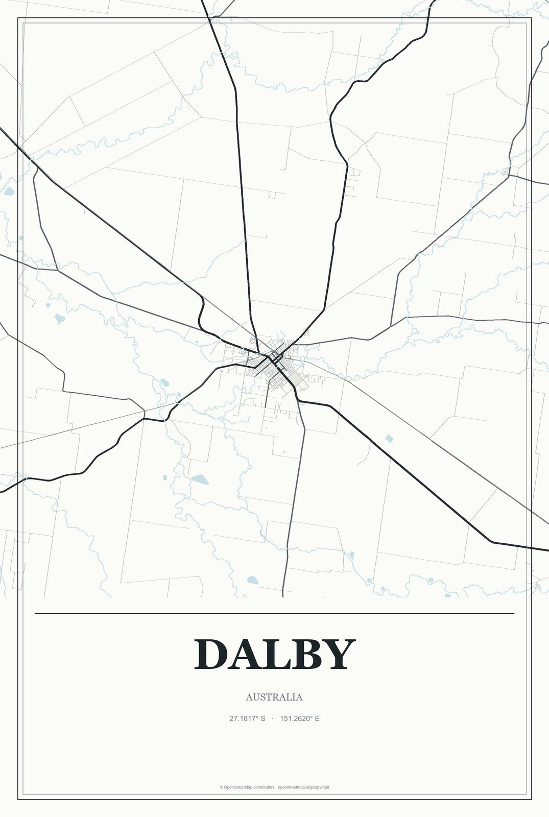 Dalby, Australia City Map Aluminum Sign in Gallery Air style