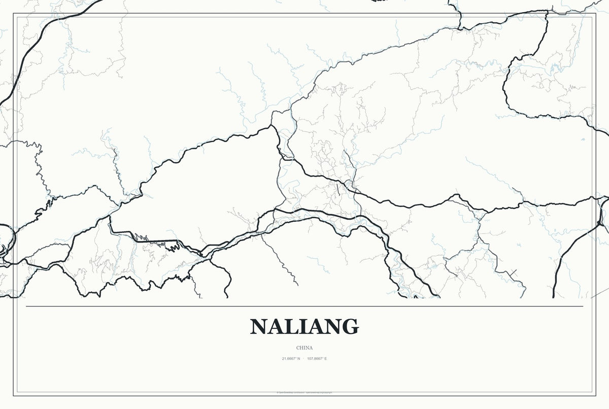 Naliang, China City Map Aluminum Sign in Gallery Air style
