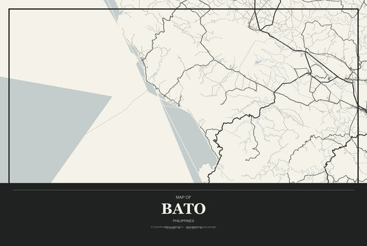 Bato, Philippines City Map Aluminum Sign in Museum Plaque style