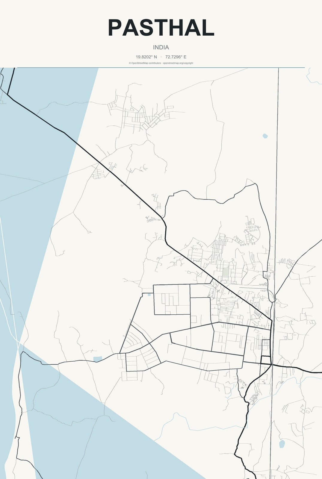 Pasthal, India City Map Aluminum Sign in Headline Atlas style