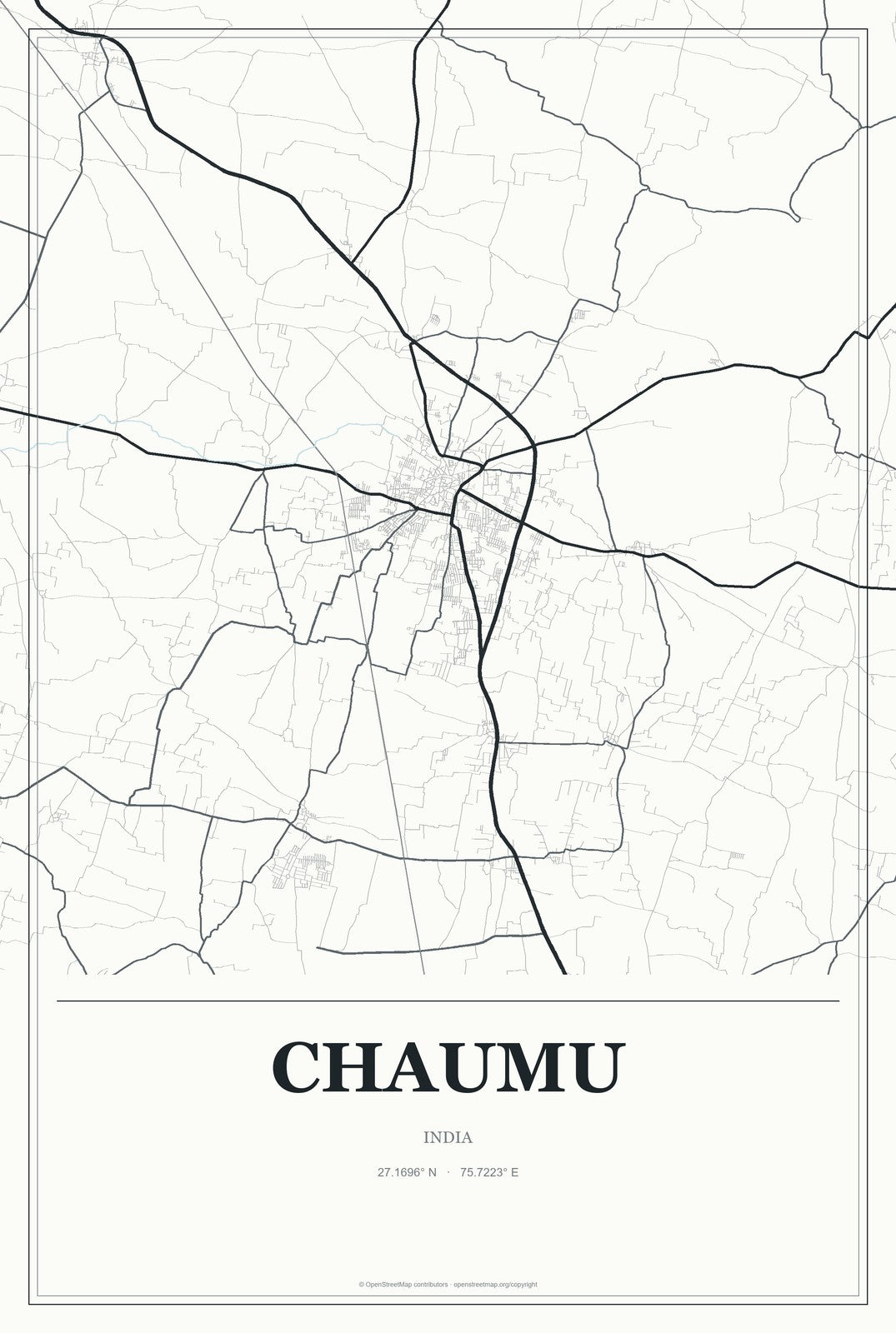 Chaumu, India City Map Aluminum Sign in Gallery Air style