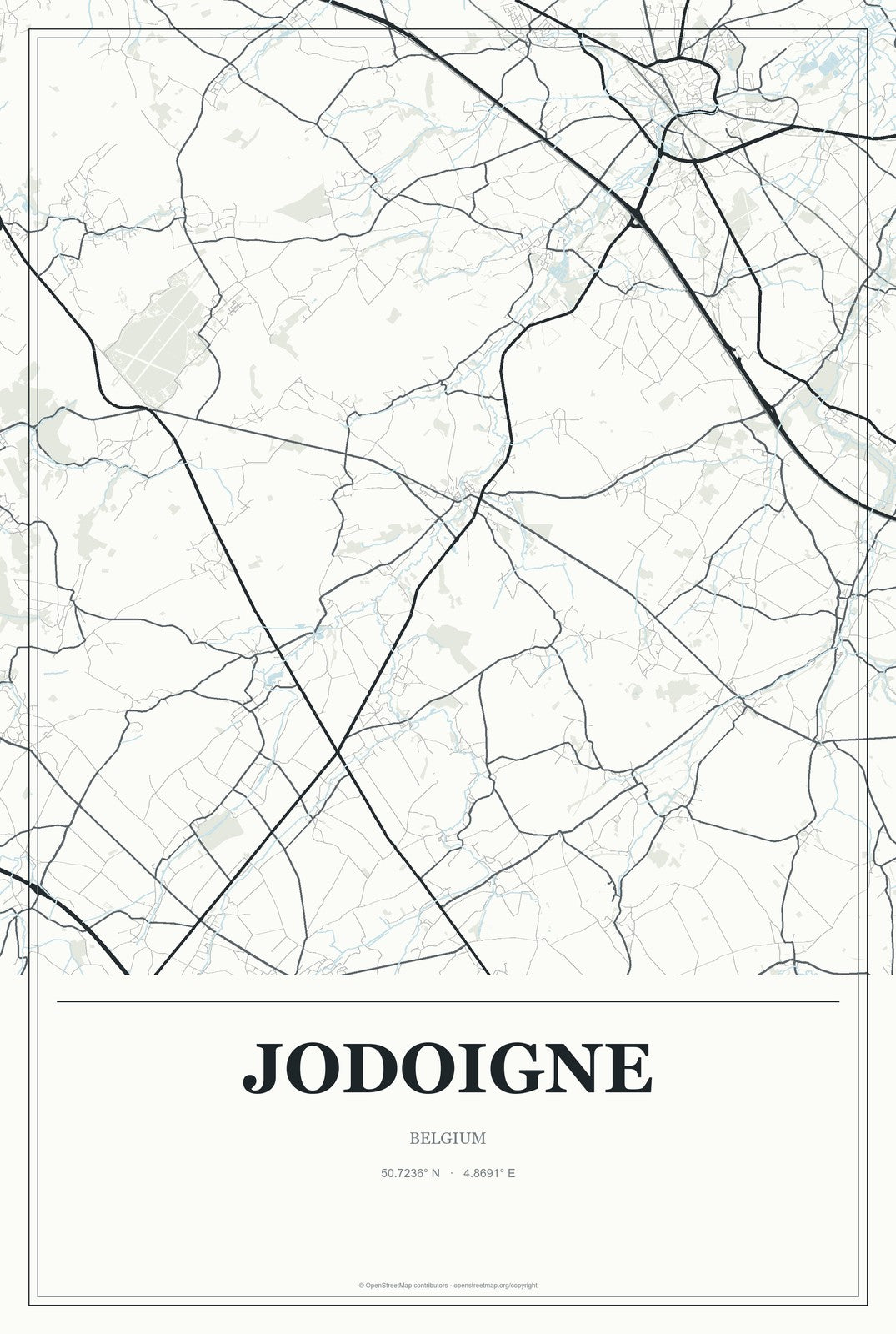 Jodoigne, Belgium City Map Aluminum Sign in Gallery Air style