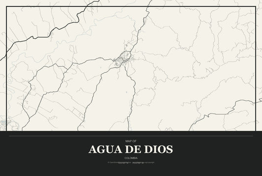 Agua de Dios, Colombia City Map Aluminum Sign in Museum Plaque style