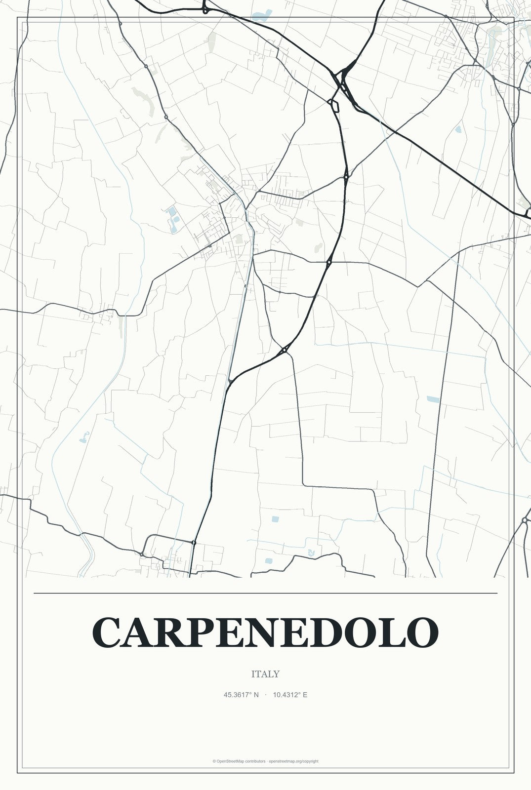 Carpenedolo, Italy City Map Aluminum Sign in Gallery Air style