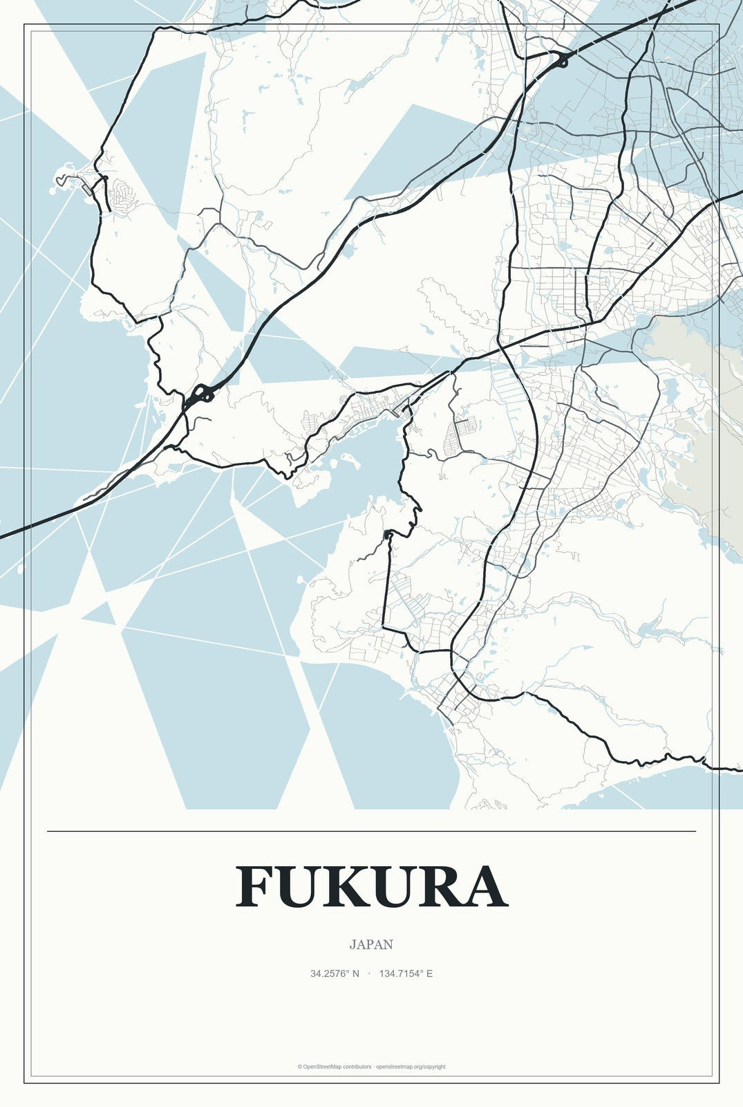 Fukura, Japan City Map Aluminum Sign in Gallery Air style