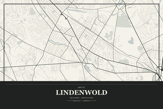 Lindenwold, New Jersey City Map Aluminum Sign in Museum Plaque style