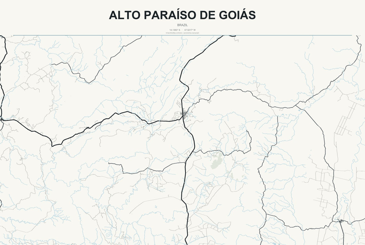 Alto Paraíso de Goiás, Brazil City Map Aluminum Sign in Headline Atlas style