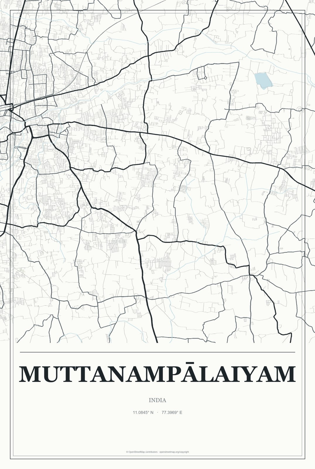 Muttanampālaiyam, India City Map Aluminum Sign in Gallery Air style