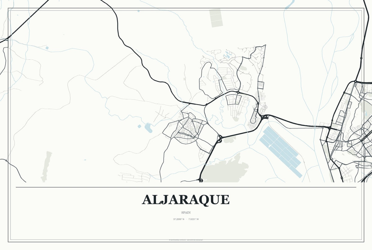 Aljaraque, Spain City Map Aluminum Sign in Gallery Air style