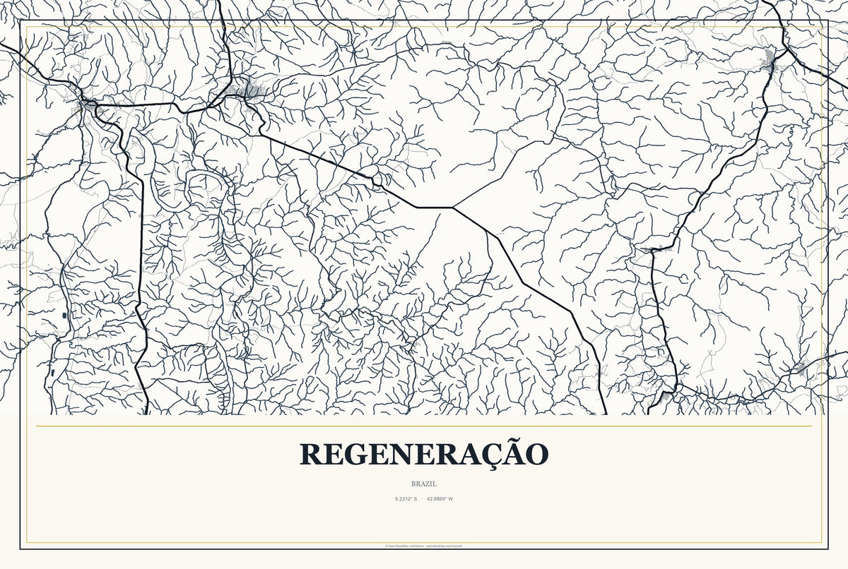 Regeneração, Brazil City Map Aluminum Sign in Citrine Modern style