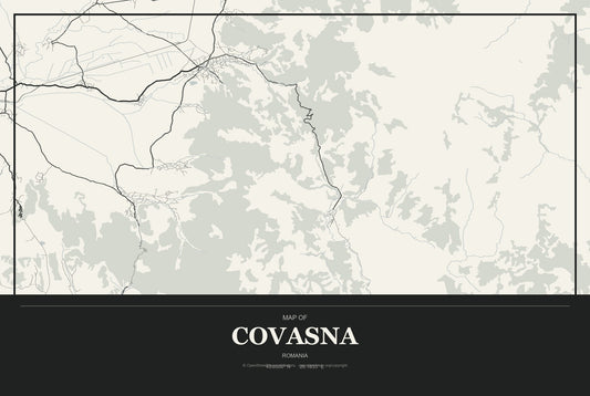 Covasna, Romania City Map Aluminum Sign in Museum Plaque style
