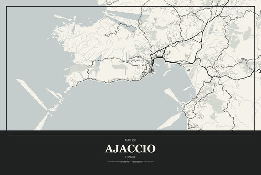 Ajaccio, France City Map Aluminum Sign in Museum Plaque style