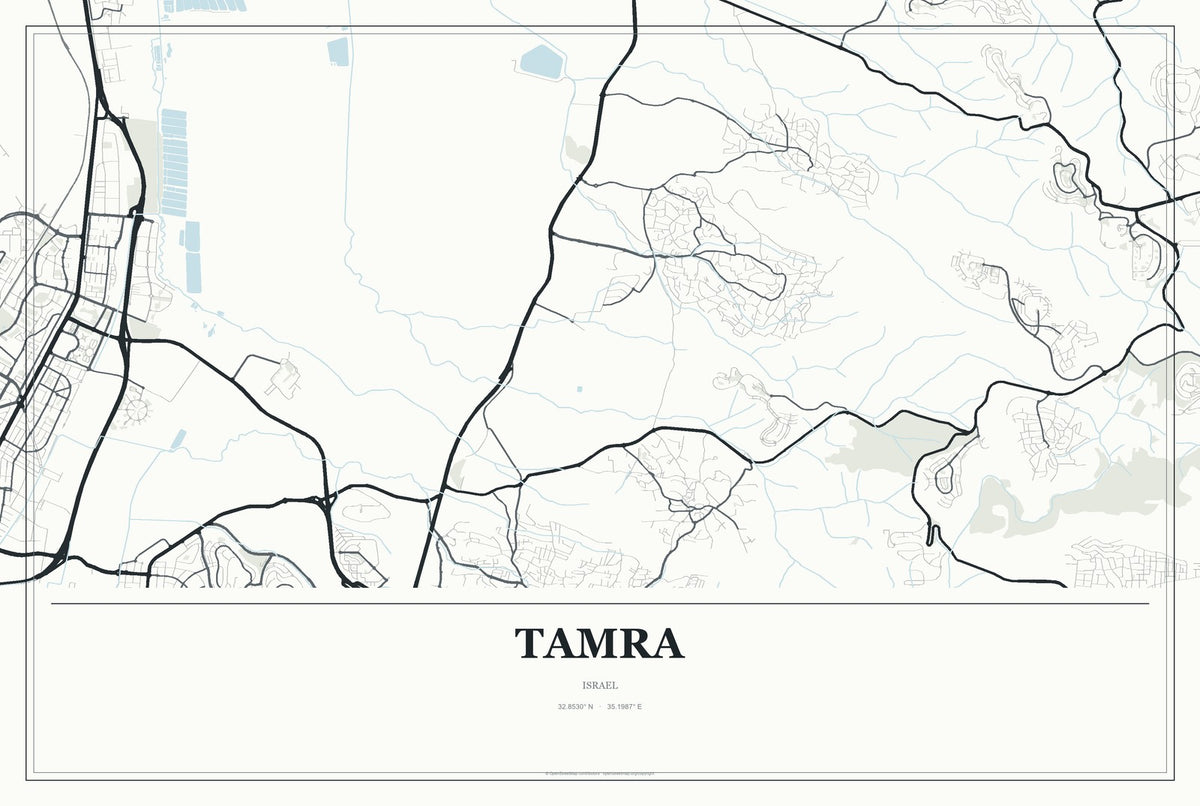 Tamra, Israel City Map Aluminum Sign in Gallery Air style