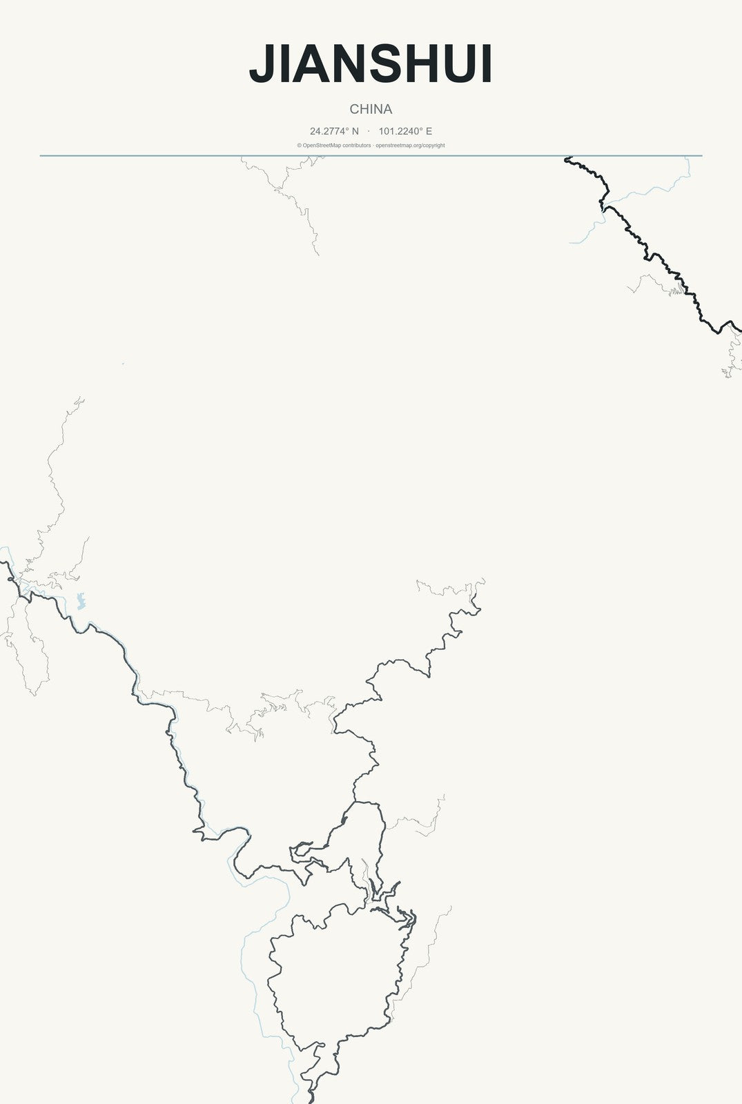 Jianshui, China City Map Aluminum Sign in Headline Atlas style