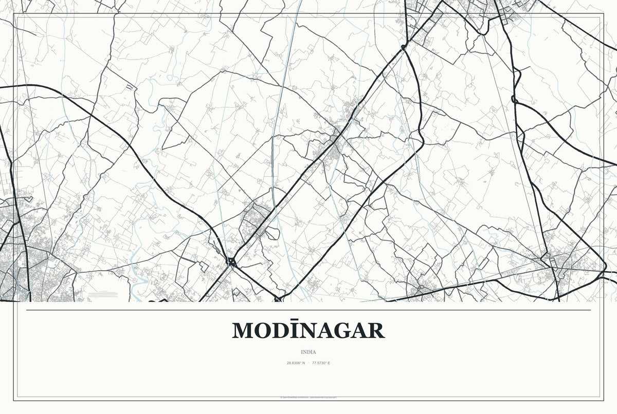 Modīnagar, India City Map Aluminum Sign in Gallery Air style