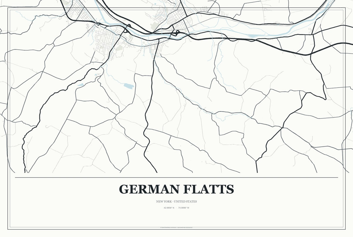 German Flatts, New York City Map Aluminum Sign in Gallery Air style