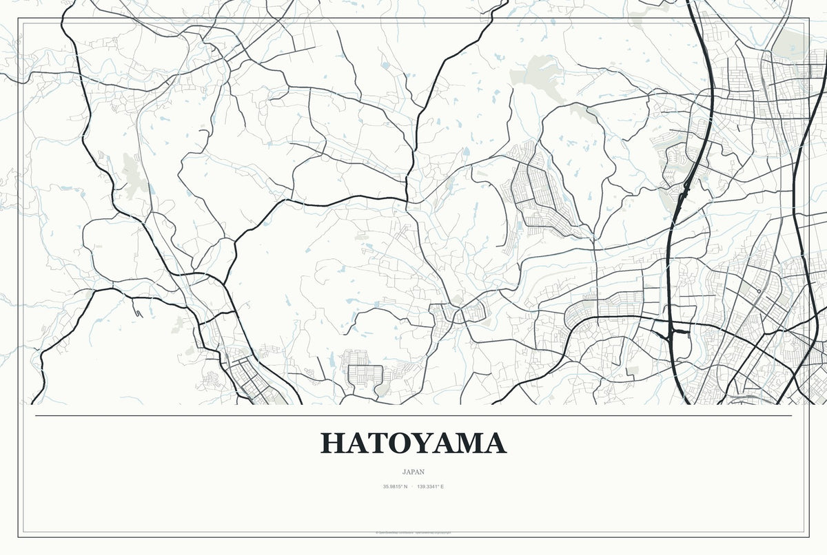 Hatoyama, Japan City Map Aluminum Sign in Gallery Air style