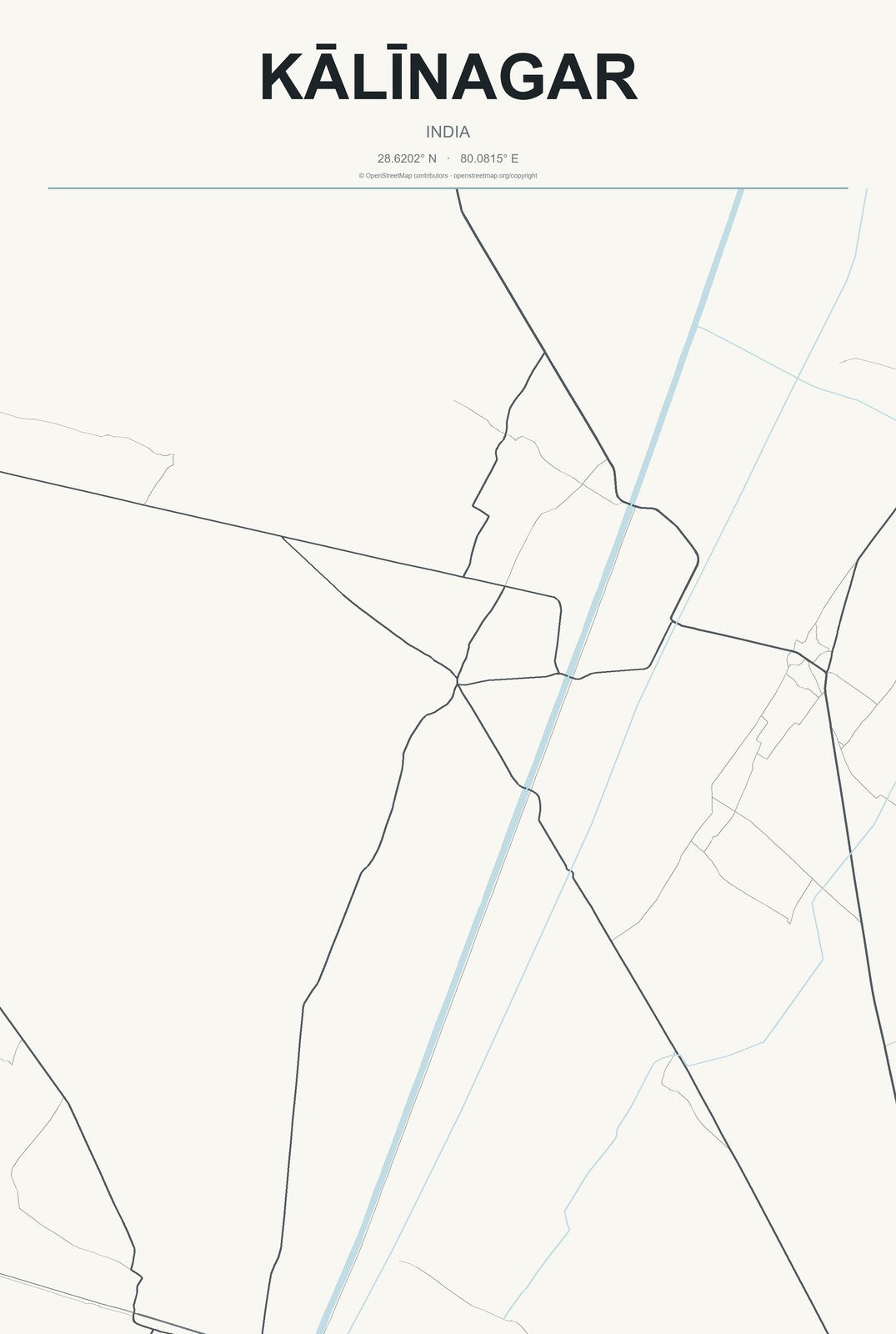 Kālīnagar, India City Map Aluminum Sign in Headline Atlas style