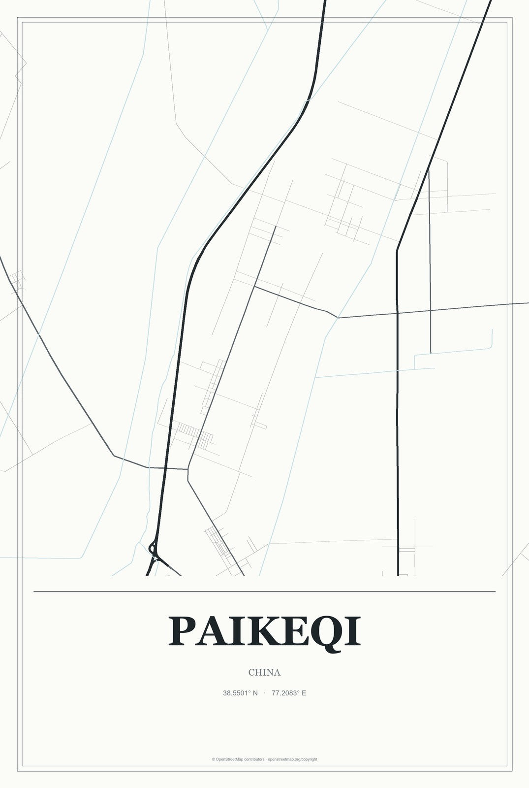 Paikeqi, China City Map Aluminum Sign in Gallery Air style