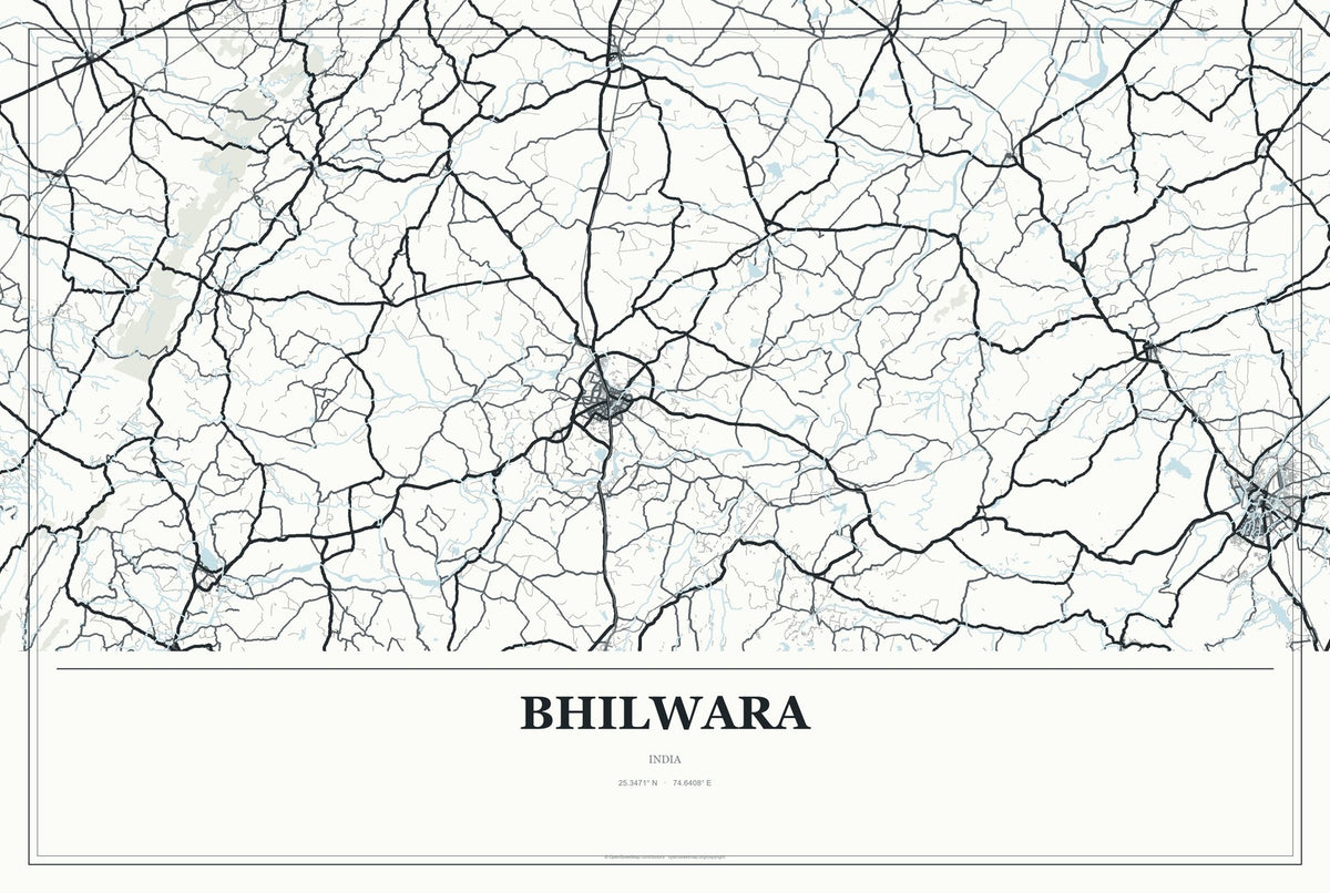 Bhilwara, India City Map Aluminum Sign in Gallery Air style