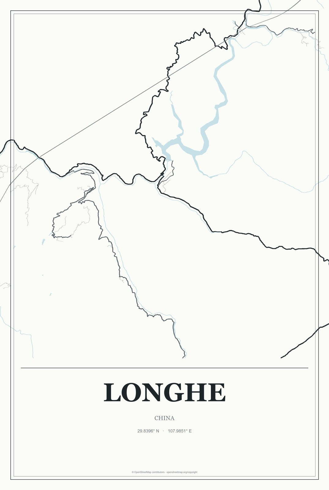 Longhe, China City Map Aluminum Sign in Gallery Air style